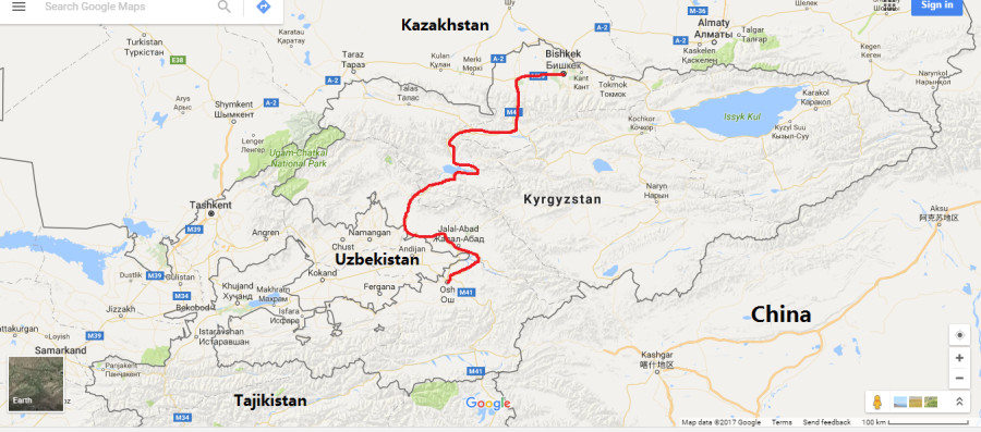 bishkek-to-osh-map